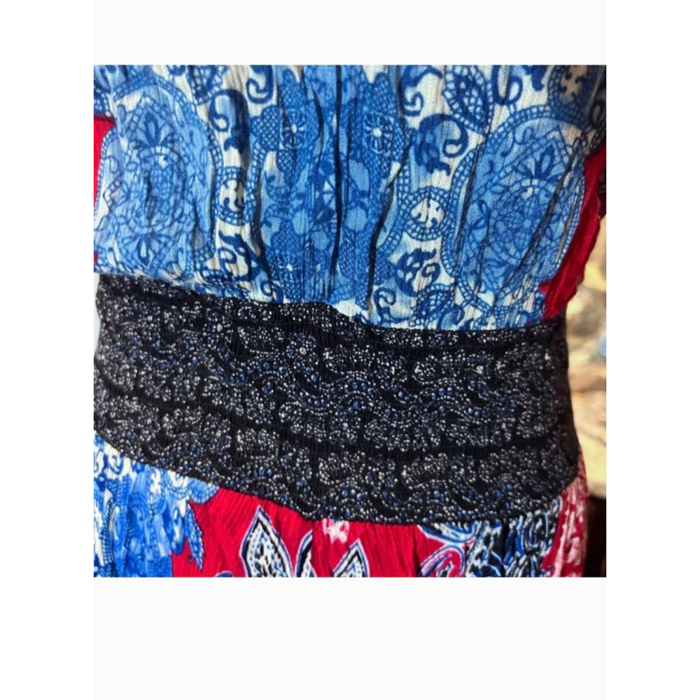 Bila Women's Maxi , XXL, Red & Blue boho nwot dansk dress stretch waist maxi - Picture 6 of 7